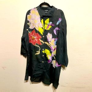 Long black floral tunic